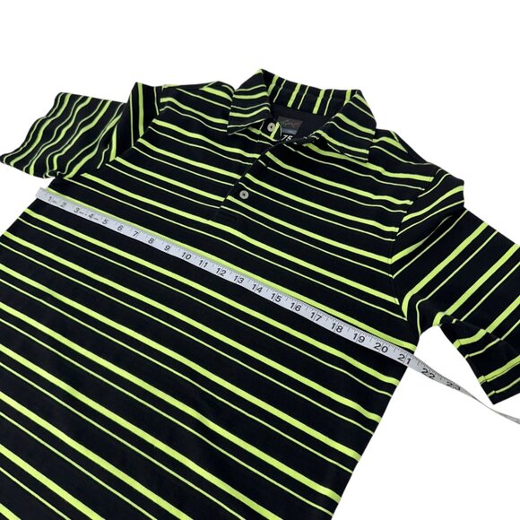 Greg Norman ML75 Mens Small Polo Shirt Black/Neon Green Stripes Outdoor Hikings - Picture 5 of 12